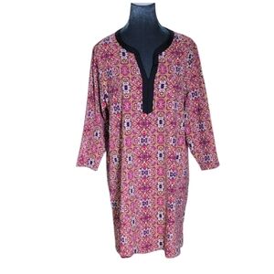 Lands' End Pink Medallion Print Swimsuit Cover-Up Dress Size LP